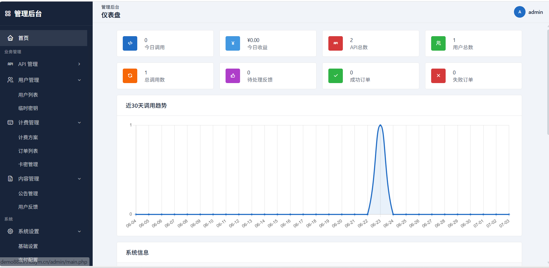 最新更新API管理系统源码 API计费 全开源-7.3搭建测试